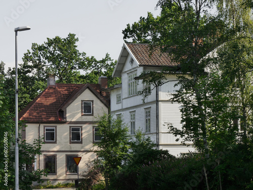 Old wooden buildings during summer