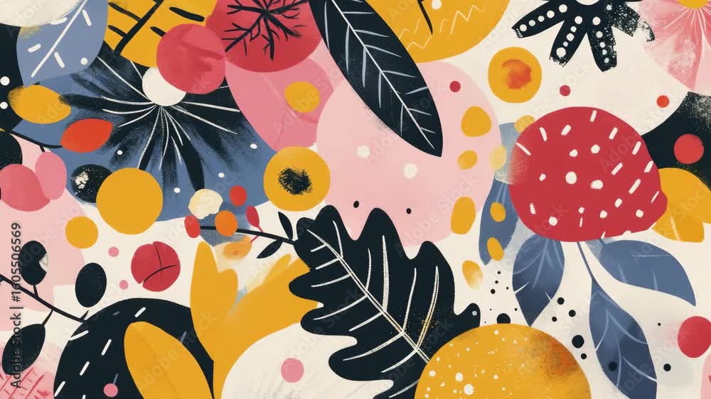 This features a vivid and abstract floral pattern with various shapes, colors, and textures. It's perfect for backgrounds, fashion designs, artwork, or as a decorative element. This features a vivid and abstract floral pattern with various shapes, colors, and textures. It's perfect for backgrounds, fashion designs, artwork, or as a decorative element.