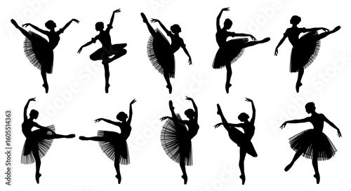Elegant Ballet Dancer Silhouettes in Graceful Poses