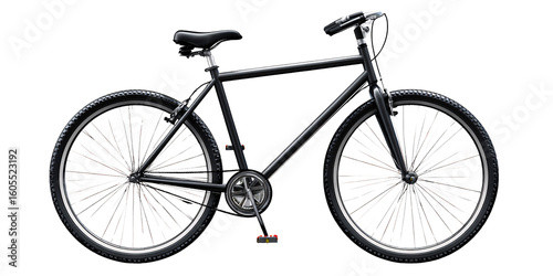 Sleek black bicycle with knobby tires isolated on black background Concept of urban commuting, fitness, and outdoor recreation