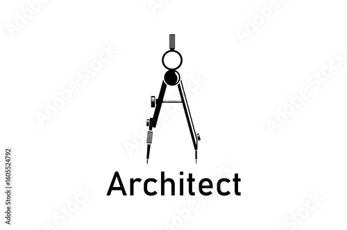 Precision spring divider logo design, Symbol of architect design and construction. Vector illustration.