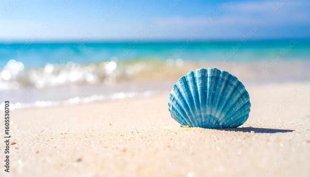 Fototapeta premium Blue seashell on a sandy beach