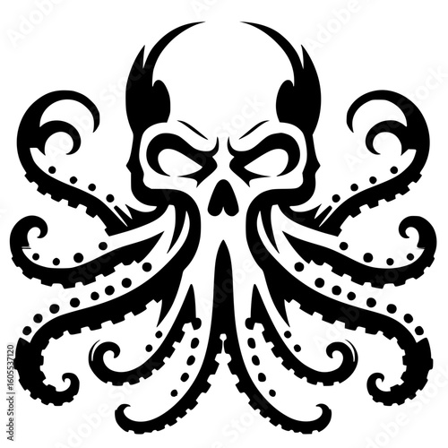 Octopus skull silhouette