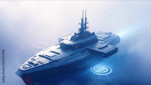 ship in the sea.Seamless 4k time lapse virtual video animation 
