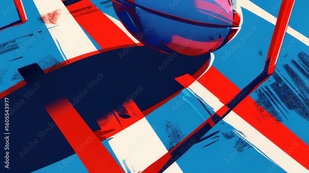 Red white and blue motif with dynamic splash of color