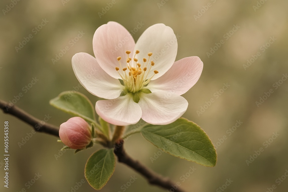 Fototapeta premium Single delicate flower bloom with soft petals and natural lighting creating minimalist botanical beauty