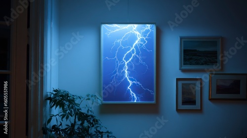 Glowing lightning bolt wall art