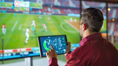 Man analyzing soccer game data
