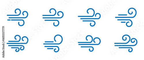Doodle wind line sketch set. Hand drawn doodle wind motion, air blow, swirl elements. Sketch drawn air blow motion, smoke flow art, abstract line. Isolated on white background . vector illustration