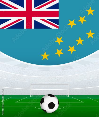 Tuvalu National Football Theme, Stadium and Soccer Ball. Soccer Match Concept in Tuvalu.
