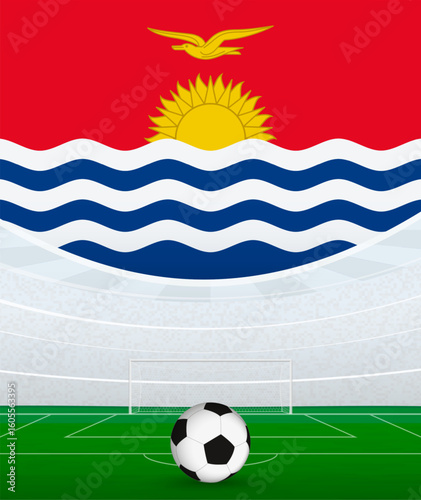 Kiribati National Football Theme, Stadium and Soccer Ball. Soccer Match Concept in Kiribati.