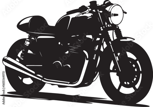 Classic Motorcycle Silhouette | Retro Cruiser Vector Design

