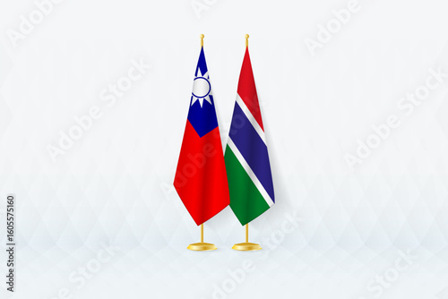 Taiwan and Gambia Flags Side by Side, Symbol of International Partnership.