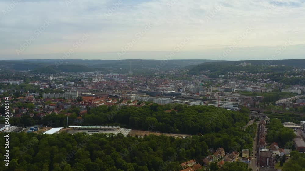 Aerial view of the city Saarbrücken in Germany, Hesse on a sunny early spring day Aerial view of the city Saarbrücken in Germany, Hesse on a sunny early spring day