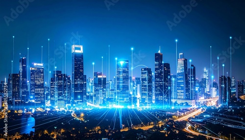 Wallpaper Mural Futuristic city skyline at night Torontodigital.ca