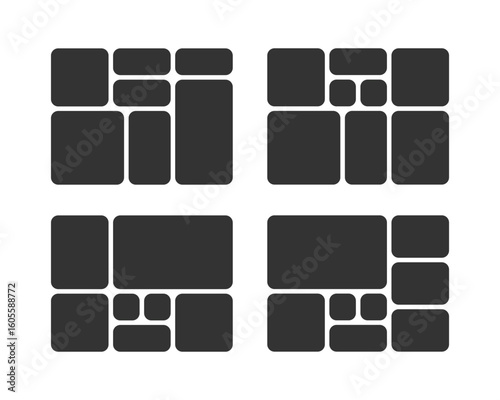 Set of Minimalist Bento Grid Photo Organizer. 4:3 Panel Template