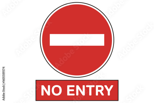 Free Download Red and white no entry sign with text below - GFXLoad