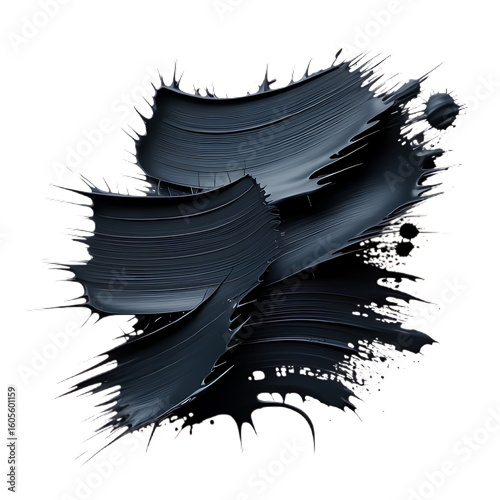 Bold Black Brushstroke on White High Contrast Minimalist Art White Background