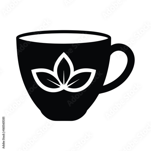 Tea Cup With Mint Leaves Icon Vector Illustration