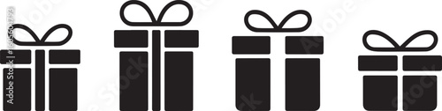 vector silhouette of gift boxes with bows in ai, eps, jpeg and png formats for seasonal, party and festive projects