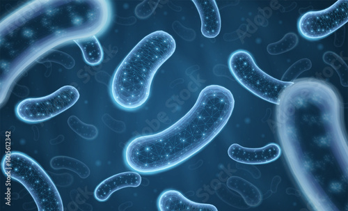 3d probiotic bacteria. Microbiome flora, lactobacillus acidophilus