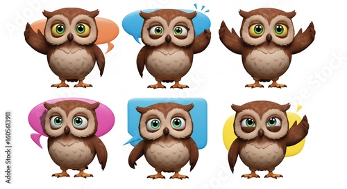 Wallpaper Mural Cartoon owl set with different expressions Torontodigital.ca