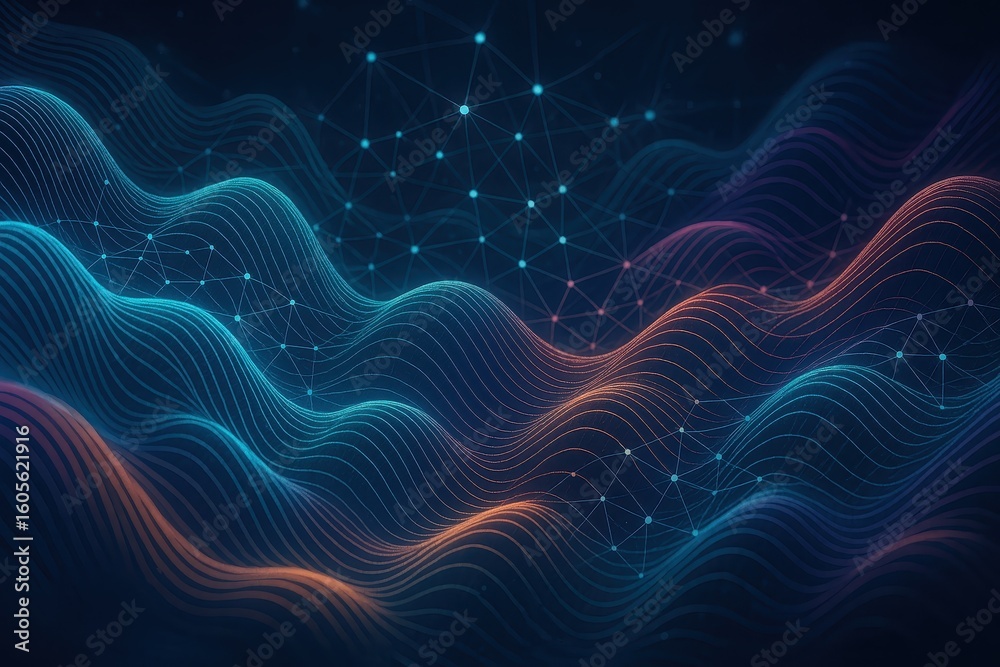 custom made wallpaper toronto digitalFluid artificial intelligence wave patterns with neural network connections