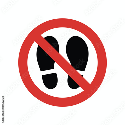 No shoes allowed symbol with footprints inside a red circle