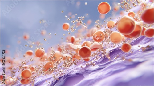 Medical illustration image depicting toxin interaction causing sudden shock accompanied by rash development and epidermal shedding.