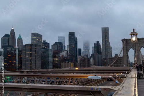 Urban Skyline Shrouded in Evening Mist