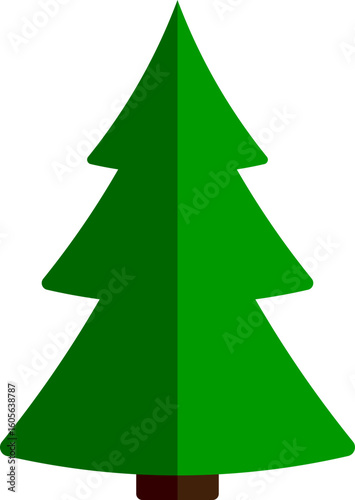 Green Christmas tree on transparent background