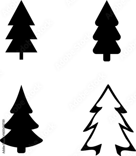 set of Christmas trees