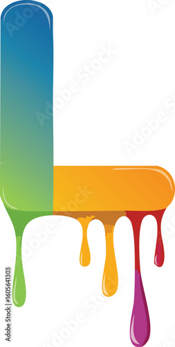 alphabet letter L with dripping colors