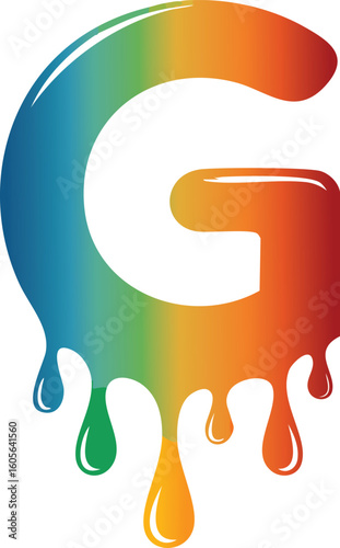 alphabet letter G with dripping colors