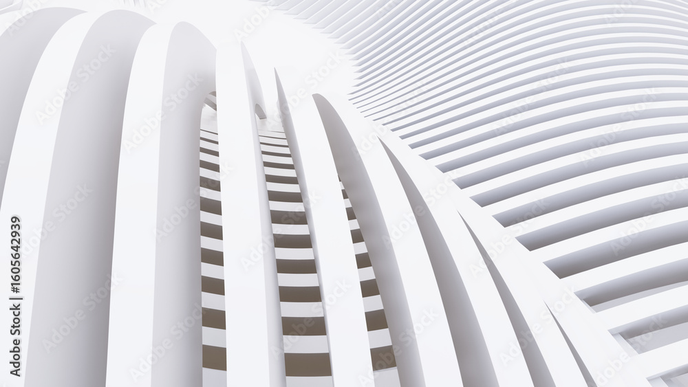 Naklejka premium Abstract Curved Shapes. White Circular Background.