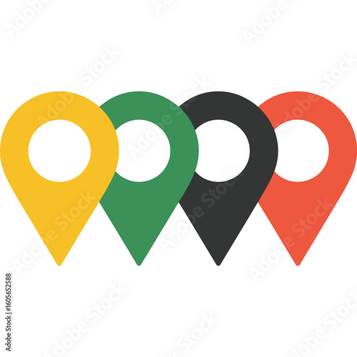 Free Download Four colorful location pins in a row representing olympic rings - GFXLoad