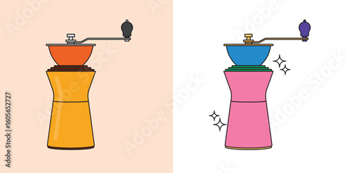 Illustration hand manual grinder retro unique design
