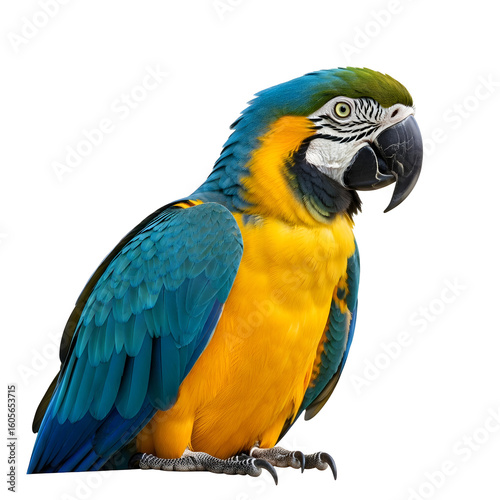 Vibrant Blue and Yellow Macaw Close-up.