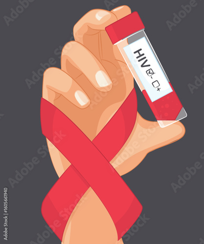 Hand aids day . negative aids. World sexual health day background, cartoon style flat Vector illustration
