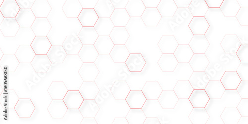 abstract geometric red texture background red hexagon 3D background texture. 3d rendering illustration. Clear pattern abstract background hexagon .Futuristic abstract banner.