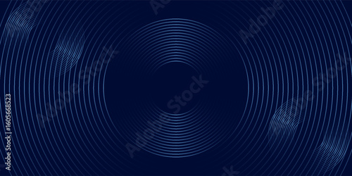 Abstract blue glowing geometric lines on dark blue background. Modern shiny blue circle lines pattern. vector illustration