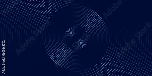 Dark Blue Concentric Circles Background. vector illustration