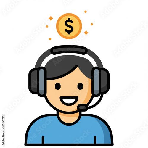 Laptop with Dollar Sign Illustration. Portable Computer with Large Money Symbol on Screen. Online Business, E-commerce, Remote Work, Finance, Digital Income.