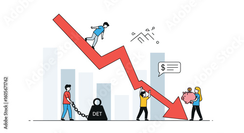 Financial market downturn economic instability and investor challenges illustrated