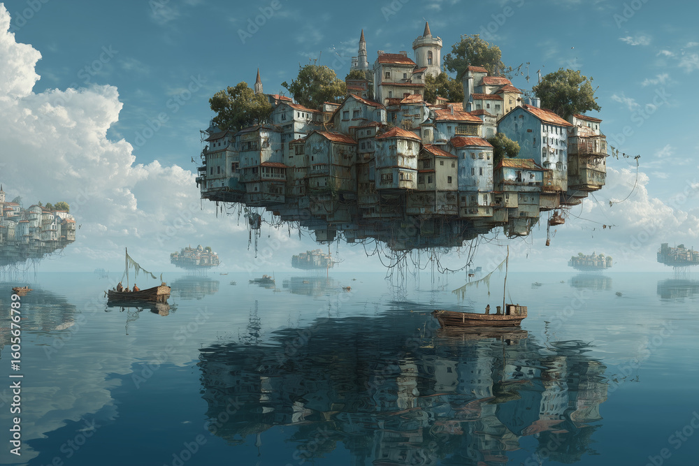 Obraz premium floating city