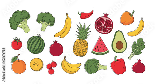 Vibrant collection of fresh fruits and vegetables for healthy living and nutrition