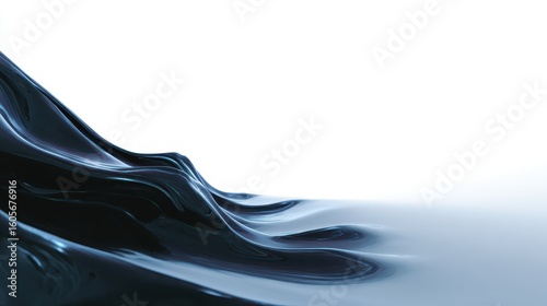 Flowing Black Liquid: A captivating visual study of a smooth, dark liquid, artistically cascading and forming elegant waves, capturing its dynamic flow and fluid texture.
