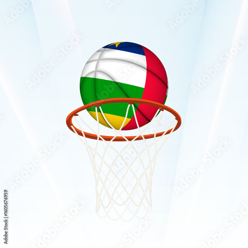 Central African Republic Flag Basketball Scoring Through Hoop.