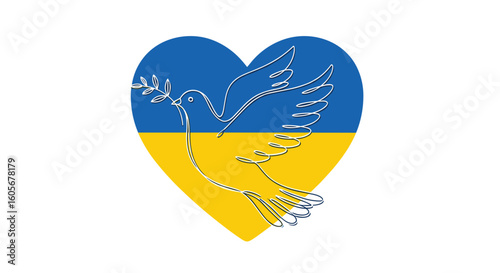 Ukrainian peace dove heart symbol of hope and solidarity international support
