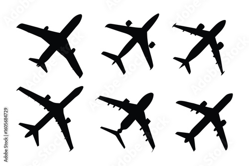 Airplane Silhouettes in Flight: An artful arrangement of airplane silhouettes set against a muted background, conveying movement and the dream of travel